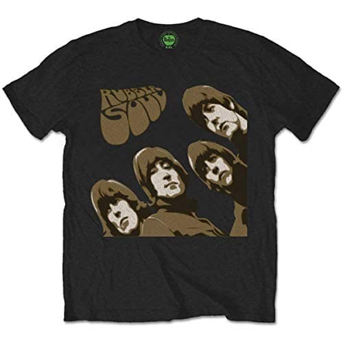 Image of The Beatles Men's Rubber Soul Sketch Regular Fit Crew Neck Short Sleeve T - Shirt, Black (Black Black), Large (Manufacturer Size:Large)