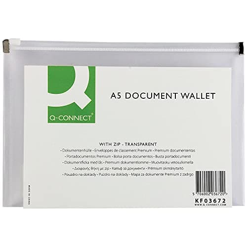 Image of Q-Connect Document Zip Wallet A5 Transparent (Pack of 10)