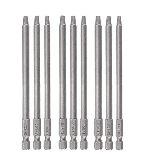 Image of Gasea 3 Sets 100mm 1/4-Inch Hex Shank Magnetic Square Head Screwdriver Bits SQ1 SQ2 SQ3 Square Drive Bit Set