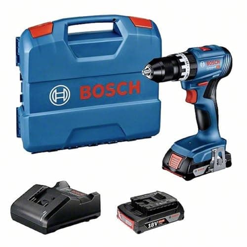 Image of Bosch Professional GSB 18V-45 18V System Cordless Hammer Drill (Speed 1,900 min-¹, Includes 2X 2.0Ah Battery, GAL 18V-20, L-Case)