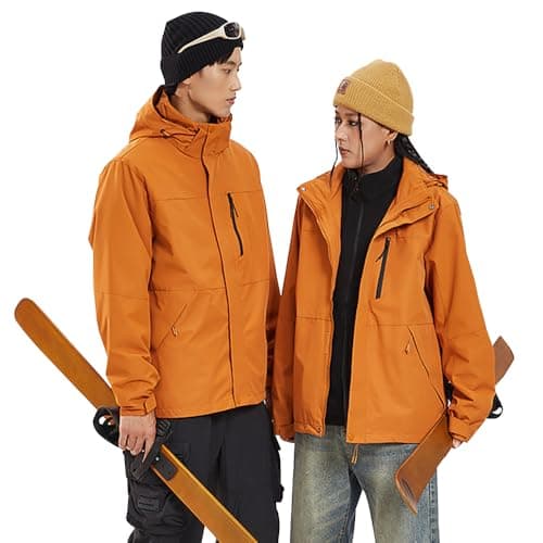 Image of OhSunny Women Men Rain Jacket Windproof Waterproof Outdoor Shell Hooded Raincoat Interchange Jacket SNC5T469T Yellow M