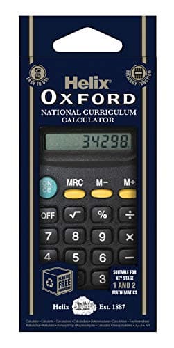 Image of Helix Oxford Basic Calculator - Suitable for Key Stage 1 and 2 Maths - 8 Digit Display - Black
