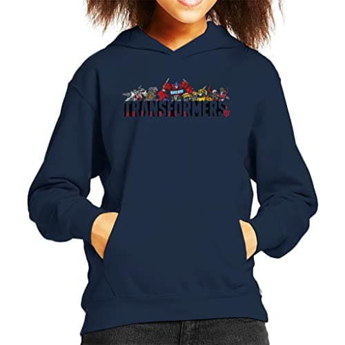 Image of All+Every Transformers Autobots Line Up Kid's Hooded Sweatshirt Navy Blue
