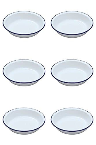 Image of 6 Falcon Enamel Round Rice Pasta Plate 18CM Baking Pies Tarts Kitchen Camping Home Restaurants