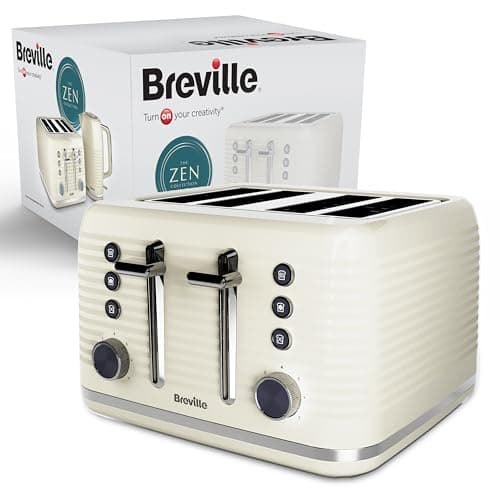 Image of Breville Zen 4 Slice Toaster with High Lift & Wide Slots | Cream & Silver Chrome [VTR028]