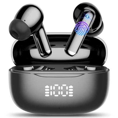 Image of Wireless Earbuds, 2026 Bluetooth 5.4 Headphones in Ear with 4 ENC Mic Ear Buds HiFi Stereo Sound Wireless Earphones 40H Playtime Bluetooth Earbud IP7 Waterproof USB-C for iOS/iPhone/Android Black