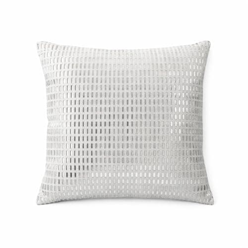 Image of Lux Sparkles London White Diamante Cushion Cover 45x45cm 18x18 Inch Luxury Rhinestone Velvet Throw Pillow Cover with White Beads Sparkly Decorative Sofa Bed Bedroom Living Room Cushion Case