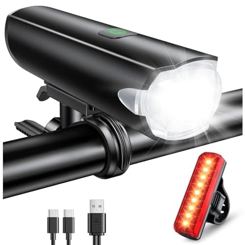 Image of CIRYCASE Bike Lights with Wide Beam, 1200 Lumens Bike Lights Front and Back, IP65 Waterproof & USB Rechargeable Bike Light Set, 3+5 Light Modes, Long-Lasting Mountain Road Bicycle Lights for Riding