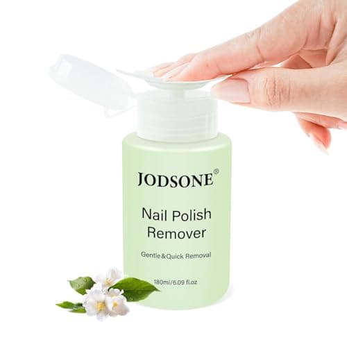 Image of JODSONE Non-Acetone Nail Polish Remover, 180ml Jasmine Scent Nail Varnish Remover, Gentle & Nail-friendly with Vitamin E & Aloe, Push-down Pump, Easy Daily Removal for Regular Nail Polish