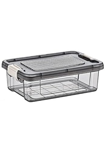 Image of DTD QUALITY MATTERS 1.5L Storage Box with Lids, Heavy Duty Strong & BPA Free Stackable Plastic Storage Box, Multipurpose Clear Storage Box for Home, Office, Kitchen, Made in UK (Grey)