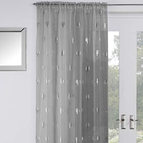 Image of Birch Slot Top Voile Curtain Panel - Silver Grey (55" Wide x 90" Drop)