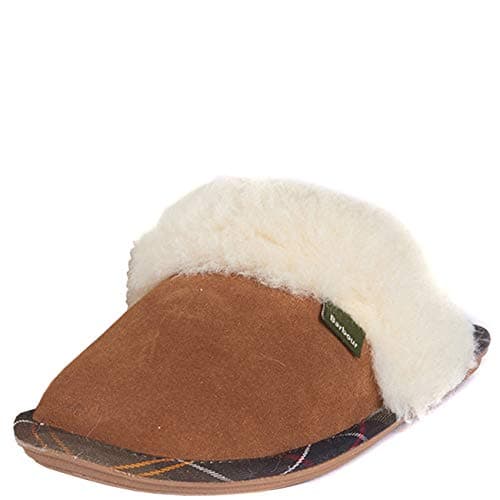 Image of Barbour Womens Lydia Winter Warm Faux Fur Luxury Outdoor Mules Slippers - Camel - 7