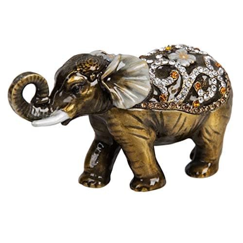 Image of Elephant with Curled Trunk Trinket Box - Ornament - Treasured Trinkets