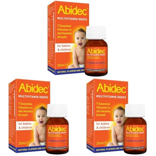 Image of Abidec Kid Baby Multivitamin Drops – Aids Healthy Growth Contains Vitamin D, C and A – Suitable from Birth, Natural Flavour and Aroma, 25 ml (Pack of 3)