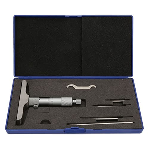 Image of Depth Micrometer Gauge 0-150mm | High Accuracy 0.01mm Measuring Tool | Interchangeable Rods for Machining/Automotive/Metalworking | 6Pcs Rods with Locking Device (0-100mm 4 inches)