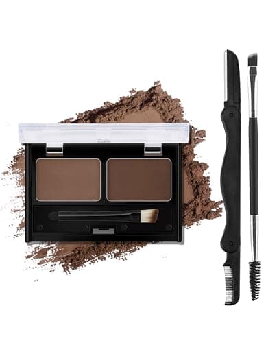 Image of Erinde Eyebrow Powder Kit, Waterproof Eyebrow Palette Makeup with 2-color, Natural-Looking Long Lasting Brow for Defining, Filling, Sculpting Brows, Sweat-Proof Brows with Eyebrows trimme #3