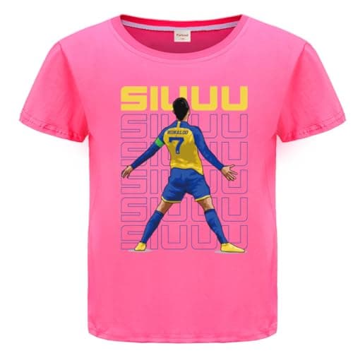Image of Forlcool Kids NO.7 Football Cotton T-Shirt for Boys & Girls Age 3-13 Years (Rose Red,12-13 Years,12 Years,13 Years)