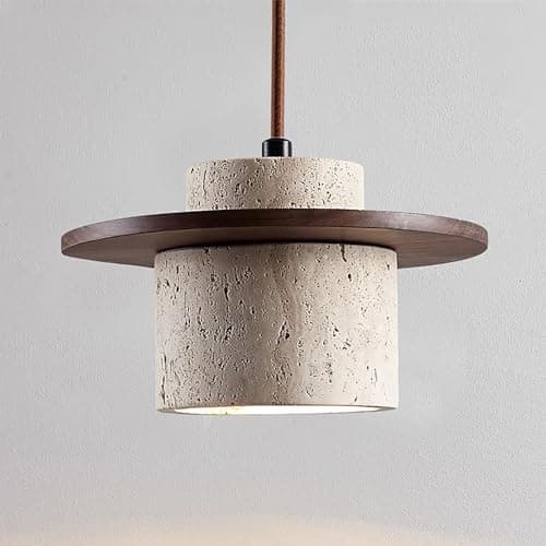 Image of XLDZ Pendant Light, Concrete Pendant for Dining Room & Kitchen Island, Modern Nordic Ceiling Hanging Light, Walnut (20x12cm, 800 Lumen)