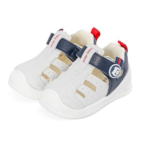 Image of MK MATT KEELY Baby Boys Girls Sandals Toddlers Summer First Walking Shoes Kids Closed Toe Pre Walkers with Anti-Slip Rubber Sole,Navy,Size 5 UK Child