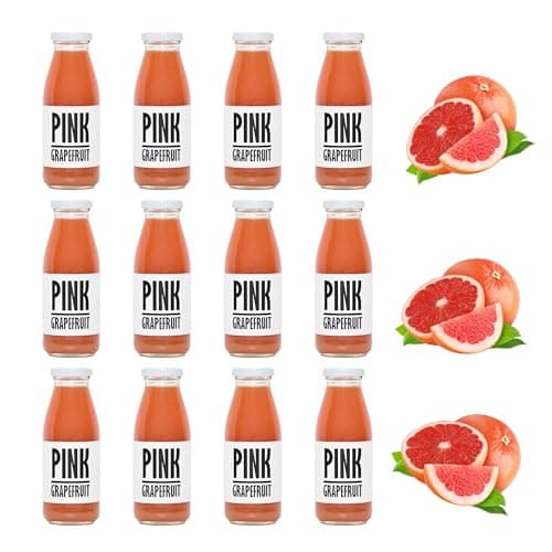 Image of PRESSUICE Fresh Pink Grapefruit Juice not from concentrate | 12 bottles pack x 250 ml Fruit Juices NFC | Pressed Grapefruit Semi Sweet Drink | No added Sugar | Natural Sugar Free Press