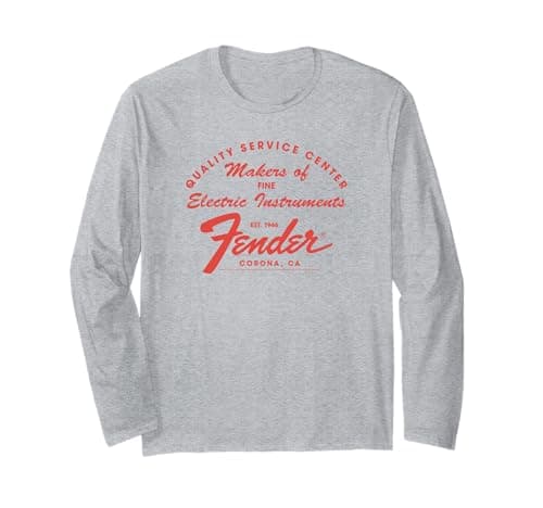 Image of Fender Guitar Quality Service Centered Text Long Sleeve T-Shirt