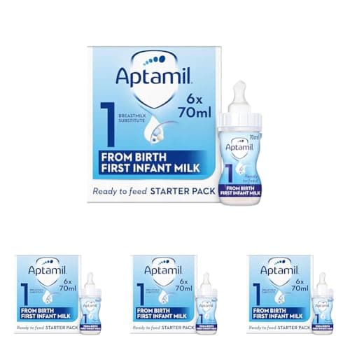 Image of Aptamil 1 First Baby Milk Formula Starter Pack Ready to Use Liquid, from Birth, 6x70 ml (Pack of 4)