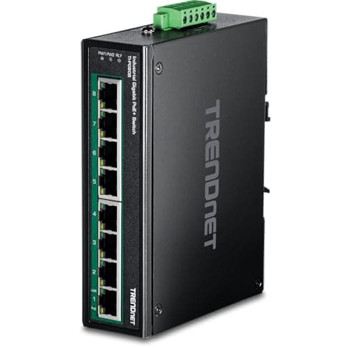 Image of TRENDnet TI-PG80B 8-Port Industrial Gigabit PoE+ DIN-Rail Switch (24-56V)