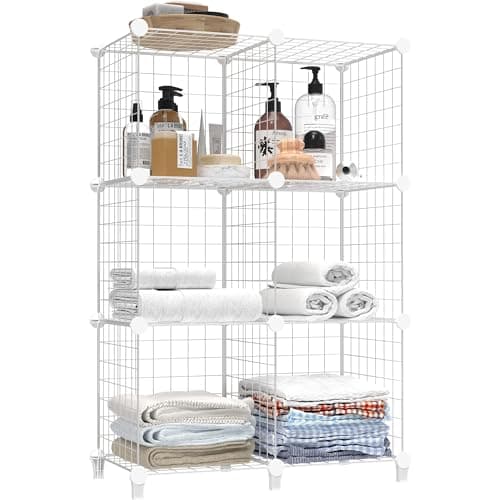 Image of HOMIDEC 6 Cube Storage Unit, Multifunctional DIY Wire Storage Shelf Fence Wardrobe Closet Cabinet Bookcase Bookshelf Perfect for Office, Livingroom, Kitchen, Bathroom