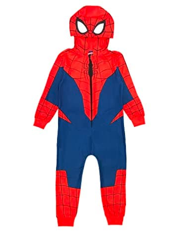 Image of Marvel Spiderman Boys Hooded Onesie, Red/Blue, Age 9-10 Years