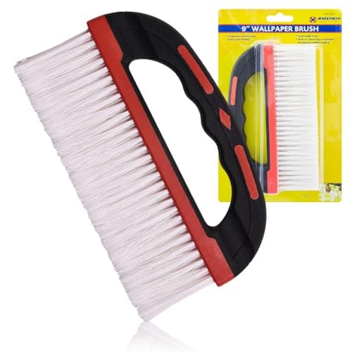 Image of 9" Wallpaper Smoother Pasting Brush - With Easy Grip Handle, Soft Bristles | For Pasting, Decorating, Smoothing | Wall Home Diy. Multi Use, Paste Remover