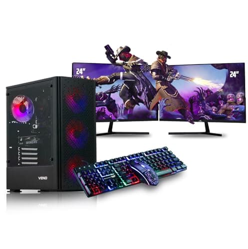 Image of Veno Scorp Gaming PC Dual 24" Monitor Bundle Intel Core i7-3770 Processor RX 550 4GB Graphics Card - 16GB Ram - 512GB SSD - 550W PSU - Windows 11 Pro - WiFi - Titan 4