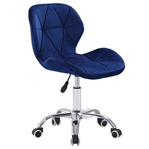 Image of Charles Jacobs Home Office Swivel Computer Desk Chair with a Height Adjustable Chrome base and Wheels - Blue Velvet