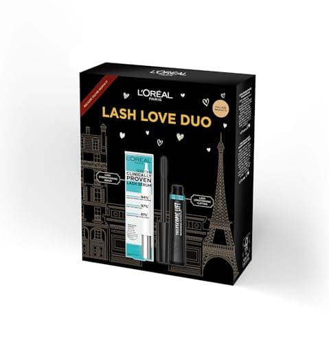 Image of L'Oréal Paris Lash Love Duo Gift Set Clinically Proven Lash Serum Infused With Hyaluronic Acid & Telescopic Lift Mascara For Up To +5MM Longer Looking Lashes