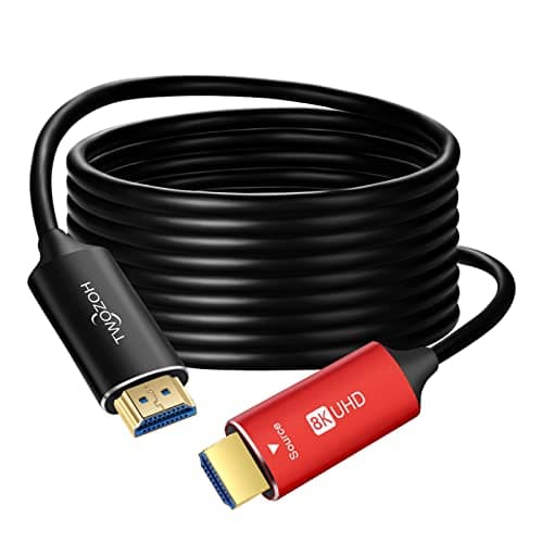 Image of Twozoh 8K Fiber HDMI Cable 20M, High Speed HDMI 2.1 Fiber Optic Lead Support 48Gbps 8K@60Hz 4K@120Hz