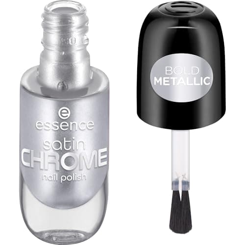 Image of Essence Cosmetics satin CHROME nail polish, covering, express result, highly pigmented, metallic (8ml)