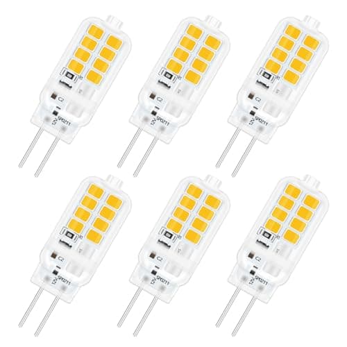 Image of SCNNC G4 Bi Pin LED Bulb 3W 12V, 16xSMD 300LM Warm White 3000K, Not Dimmable, 25W Halogen Equivalent, LED G4 Capsule Bulb for Chandelier, Landscape Lighting, Bedroom, Pack of 6