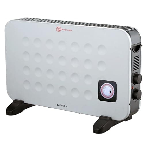 Image of Schallen 2KW Portable Electric Convector Radiator Heater with Timer & Turbo Fan | 3 Heat Settings, Adjustable Thermostat & Overheat Protection (White)