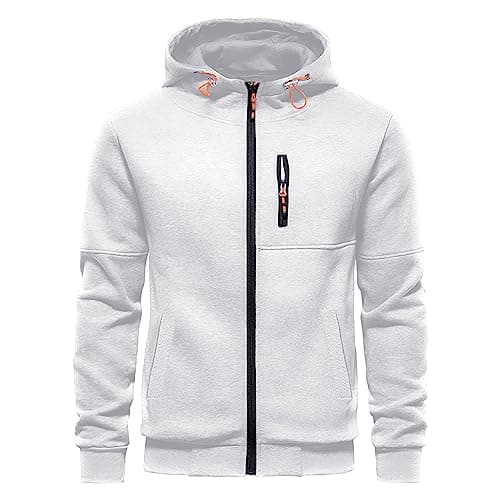 Image of CTU Men's Hoodies Zip Up Long Sleeve Fleece Sweatshirts Hoodies for Men White 2XL