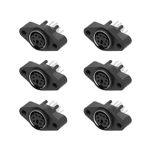 Image of sourcing map 6-Pin S-Video Mini DIN Socket Female Jack Socket Connector Panel Mount Solder Adapter for Audio/Signal Connector,Pack of 4 Black