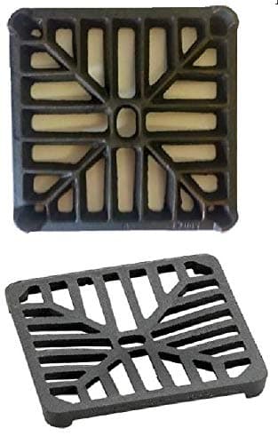 Image of 6" x 6" 152mm x 152mm 9mm Thick Square Cast Iron Gully Grid/Grate Heavy Duty Drain Cover Black Satin Finish Deliveries to Mainland UK ONLY