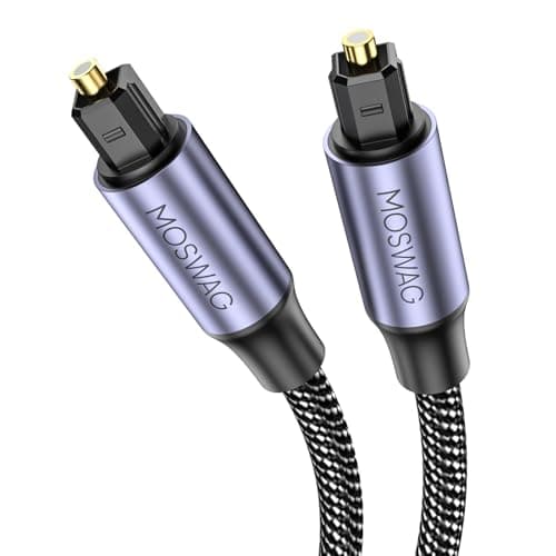 Image of MOSWAG Optical Audio Cable, 1M/3.3FT, Digital Toslink SPDIF Cord, 24K Gold-Plated, Nylon Braided, Compatible with TV Soundbar, PS5, PS4, Xbox One, Blu-ray AV Receiver