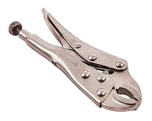 Image of Amtech 130 mm (5 in) Locking Grip Pliers, Curved Serrated Jaws, Nickel Plated, Quick Release, for Secure Hold and Assembly