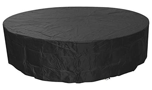 Image of Woodside Black 8-10 Seater Round Waterproof Outdoor Garden Patio Furniture Set Cover Heavy Duty 600D Material 0.8m x 3.22m / 2.6ft x 10.5ft 5 YEAR GUARANTEE