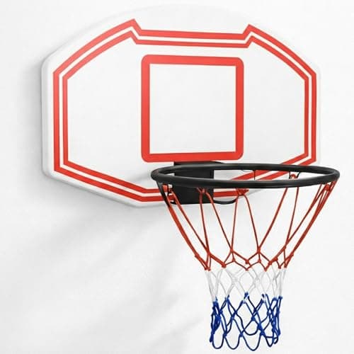 Image of BURAKH Wall Mounted Basketball Hoop Outdoor and Indoor Backboard Rim and Net Sett – Durable for Home, School, or Garage Basketball Games (Multicolor)