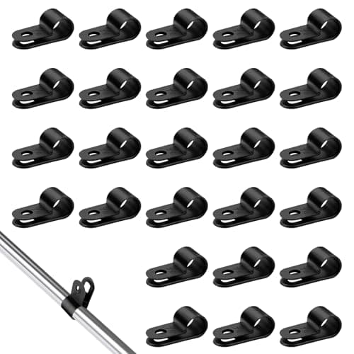 Image of 100 pcs R Type Cable Clips, 5/16" Nylon P Clips, Black Cable Cleats, Wire Clamp for Electrical Wire Conduit Cables Management