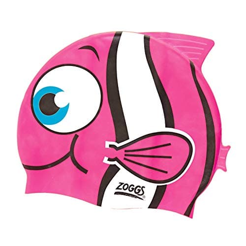 Image of Zoggs Girls' Silicone Character Swimming Cap, Pink Goldfish, up to 14 years UK