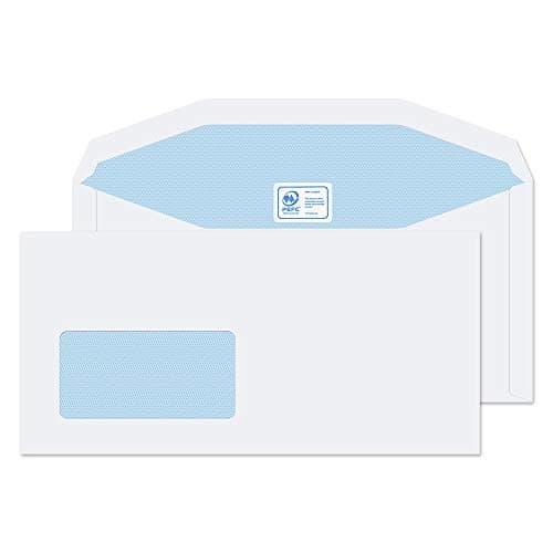 Image of Blake Purely Everyday DL+ 114 x 235 mm 90 gsm Mailer Gummed Low Window Envelopes (3904) White - Pack of 1000