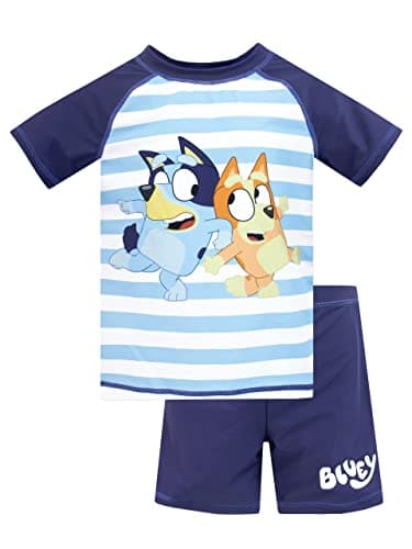 Image of Bluey Boys Swimming Costume I Kids Swimsuit 2 Piece I Swim Set for Beach Pool Swim Blue 4-5 Years
