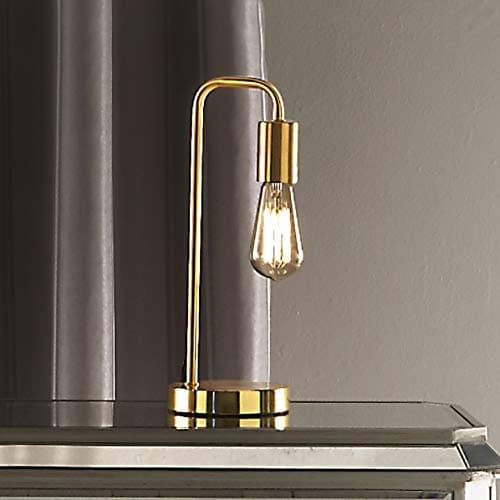 Image of K LIVING Caitlin Industrial Filament Bulb Table Desk Lamp Polished Brass (Yellow Gold)