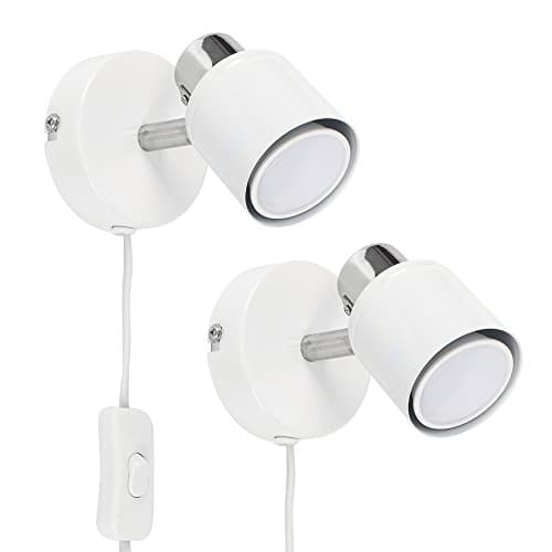 Image of MiniSun | Modern White and Chrome Single Adjustable Wall Spotlights | Wall Spotlights, Home Décor & Improvement Essential | Set of 2